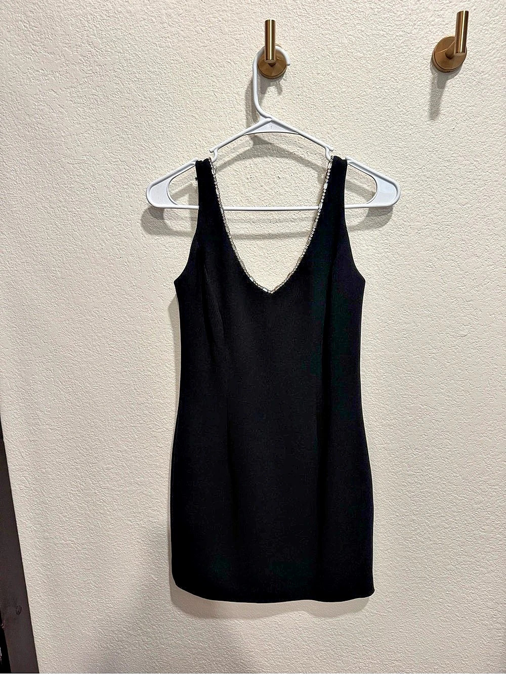 Andrea Polizzi Rex Lester Petite Beaded Neck Mini Dress in Black Size 4